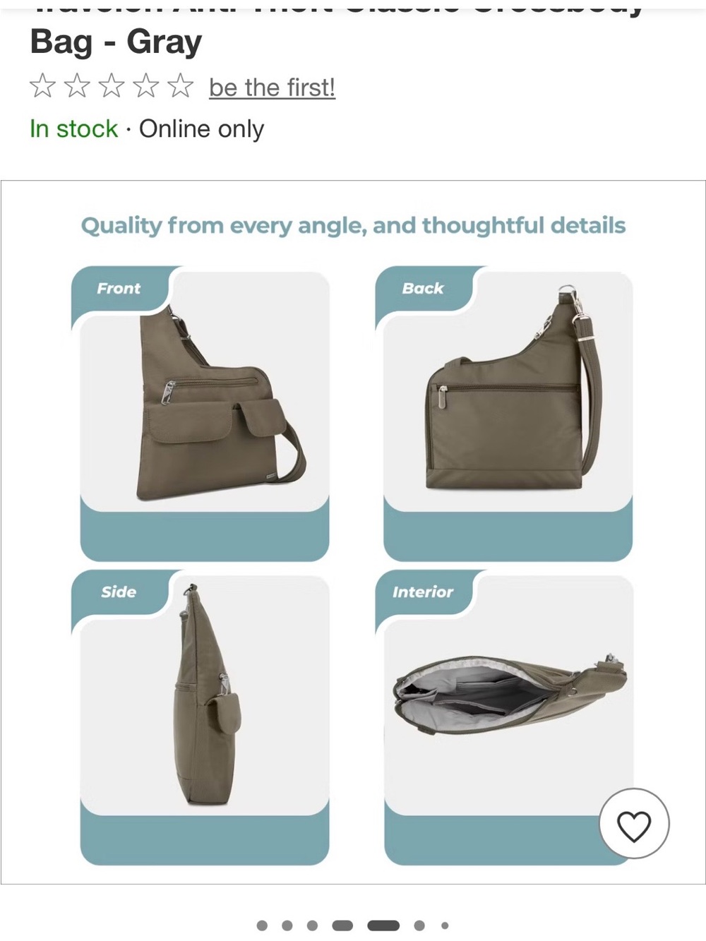 Like New Travelon Anti-Theft Classic Crossbody Bag - Brown Gray - Picture 8 of 11